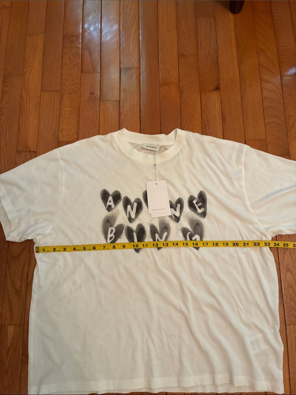 Anine Bing Cade Tee with Hearts (Ivory & Black) - Picture 14 of 17